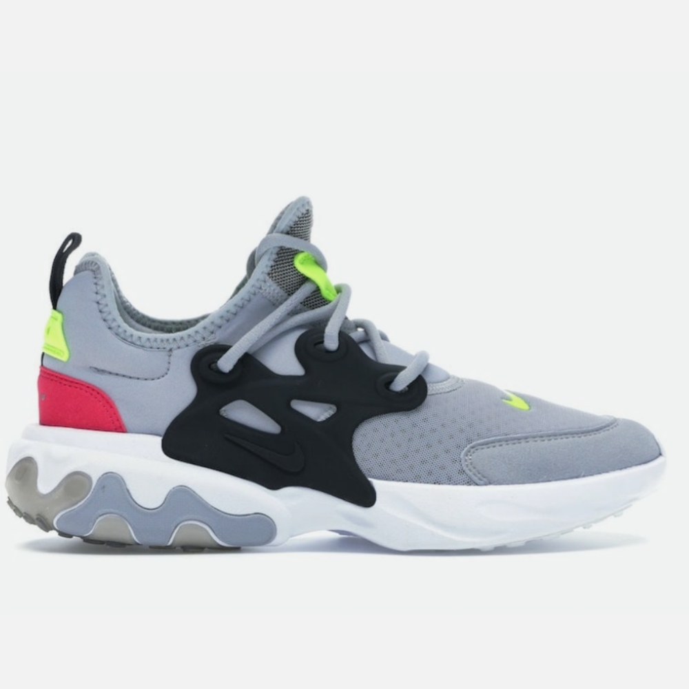 Nike React Presto Wolfe grey black pink wolf volt youth size 4
